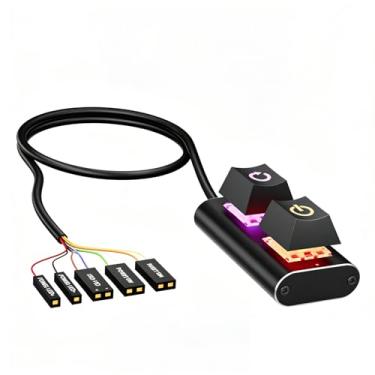 Imagem de Botão De Comando Remoto Para PC,Peças De Substituição Com LED RGB E Duas Teclas - Cabos De Interruptor De Liga E Desliga Para PC,Para Placa-mãe, Casa, Escritório, Jogos,