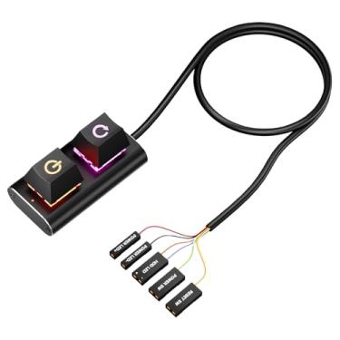 Imagem de Botão De Comando Remoto Para PC | Acessórios Para Computador Com Carcaça De Alumínio | Cabos De Interruptor De Liga E Desliga Para PC,Para Placa-mãe, Casa, Escritório, Jogos,