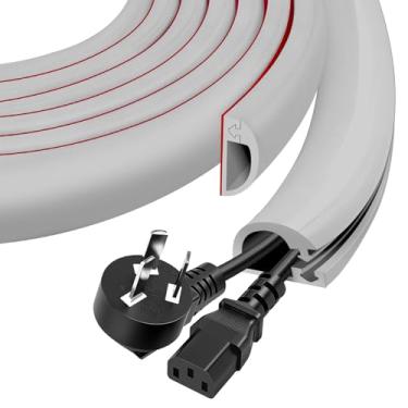 Imagem de Escondedor de cabo de parede, capa de fio autoadesivo flexível, pista de cabos com abertura lateral para cabos na parede, corretivo para TV montada, home theater e escritório (cinza, grande - 299 cm)