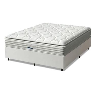 Imagem de Cama Box Casal King Colchão Molas Ensacadas Granville Com Pillow Probel 193x203x66cm Branco