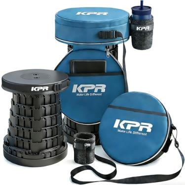 Imagem de KPR Banco dobrável atualizado 2025 e bolsa de transporte acolchoada 3 em 1, banqueta dobrável de altura ajustável, cadeira de acampamento telescópica, assento retrátil ou apoio para os pés para