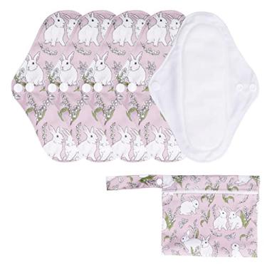 Imagem de Absorvente menstrual lavável Absorvente higiênico reutilizável Premium confortável respirável forte absorção de água para mulheres uso diurno e noturno tecido reciclado 5 unidades (Coelha)