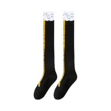 Imagem de Meias Altas Divertidas Para Mulheres Com Estampa De Pés De Galinha, Me
