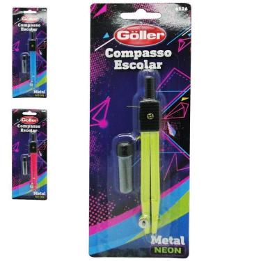 Imagem de Compasso Escolar De Metal Neon Colors Com Refil