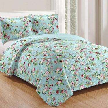 Imagem de Kit Cobre Leito Colcha Mix Queen Estampado  3 Peças - Luiza
