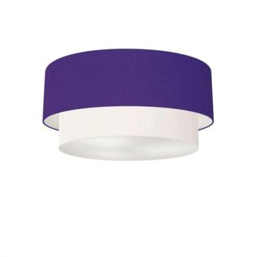 Imagem de Plafon Duplo Cilíndrico Vivare Md-3062 Cúpula Tecido 45x40cm - Bivolt Roxo-branco 127/220v
