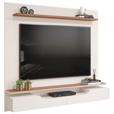 Imagem de Painel Para Tv 60 Pol Com Bancada Suspensa 160cm Lewis D05 Off White Freijó - Lyam Decor