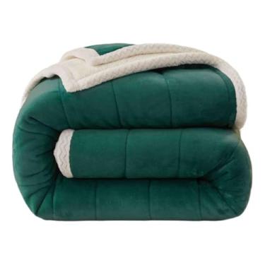 Imagem de Manta de lã feminina masculina para cama adulto casal solteiro para sofá outono inverno grosso e quente macio e confortável (verde, 200 x 230 cm)