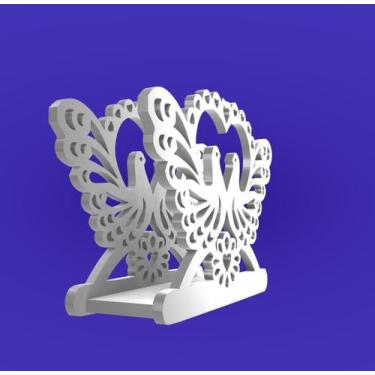 Imagem de Porta-Guardanapo MDF Vazado Pombos Coração Mesa Posta Luxo Opção de En