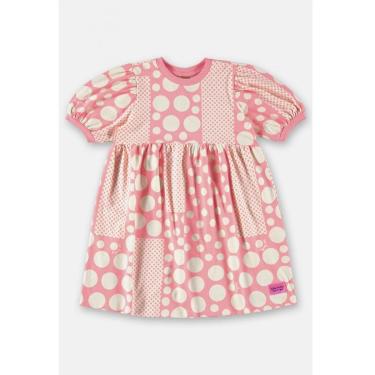 Imagem de Vestido Infantil Malha Cotton Rosa Fluor/Bege Poás Up Baby-Feminino