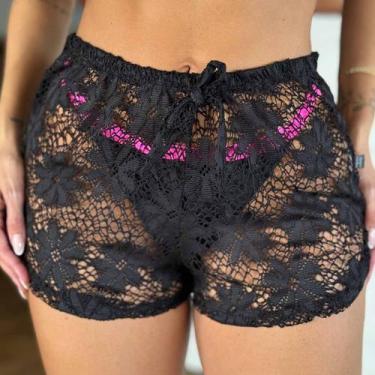 Imagem de Shorts Curto Saída de Praia Feminino Transparente Verão - Like4you, G,
