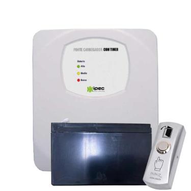 Imagem de Fonte carregadora temporizada ipec + bateria 12v + botoeira