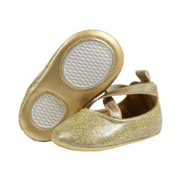 Imagem de Sapatos De Princesa Dourados Para Bebês Meninas Com Laço Fofo E Flor, 