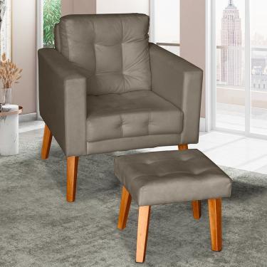 Imagem de Poltrona Com Puff Glamour Dubai E Pés Em Madeira Capuccino