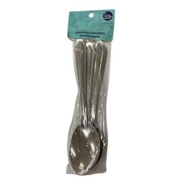 Imagem de Conjunto 6 Colheres Mesa Aço Inox Talheres Refeição Resistente