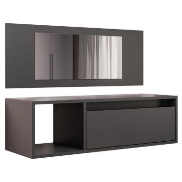 Imagem de Penteadeira Suspensa 1 Porta Eva 90 Cm Bp Eratto Moveis - Preto