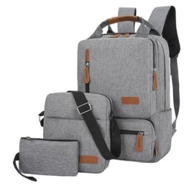 Imagem de Kit de Mochila Masculina com Bolsa Transversal e Necessaire Oxford Impermeável-Unissex