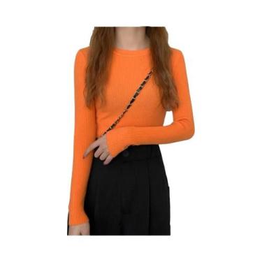 Imagem de Suéter Feminino De Manga Longa Com Gola Redonda, Tricô, Moda Outono In