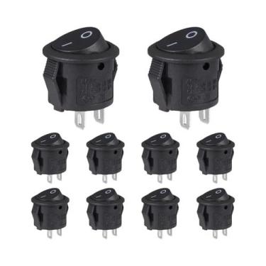 Imagem de Interruptor Gangorra Preto 2 Pinos Mini Redondo 3A 250V 6A 125V 15MM P