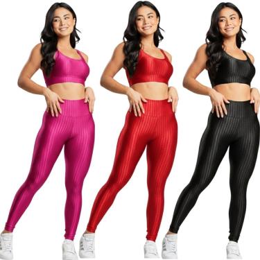 Imagem de KIT 3 Conjunto Fitness Top e Calça New Zig 3D Serra e Mar Roupa De Academia Treino Para Musculação-Feminino