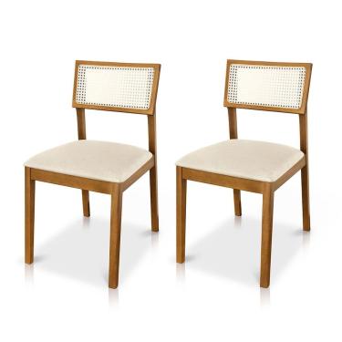 Imagem de Kit 02 Cadeiras de Jantar e Living Millie com Tela Natural Estofada Couríssimo - Desk Design