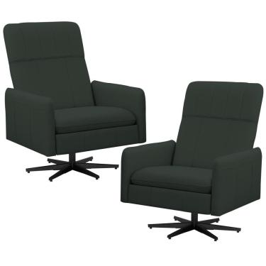 Imagem de Kit 2 Poltronas Reclinável Giratória Lutor L06 Couro Apoio Para os Pés Verde Lyam Decor