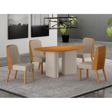 Imagem de Conjunto jantar 4 cadeiras maciça 1,35x90 Iza - Arbo Design