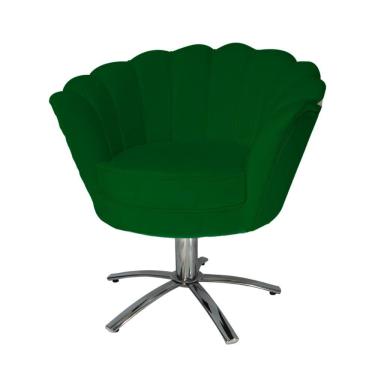 Imagem de Conjunto 2 Poltronas Estofada Com Base Giratória de Metal Pétala Suede Verde - LM DECOR