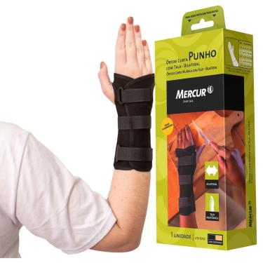 Imagem de Órtese Curta Com Tala Para Punho Bilateral Preto Mercur