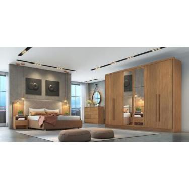 Imagem de Guarda Roupa Casal Com Espelho 6 Portas 8 Gavetas - Livorno-Cumaru - M