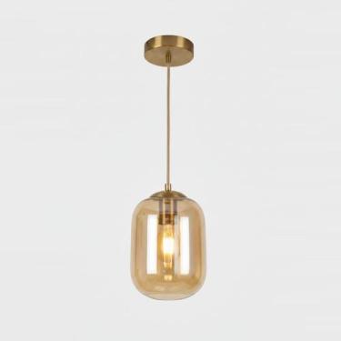 Imagem de Pendente Moderno Glass Dourado Vidro Âmbar Bivolt E27 - Embuled