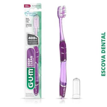 Imagem de Escova Dental Deep Clean Compact  GUM  1 unidade, Roxo