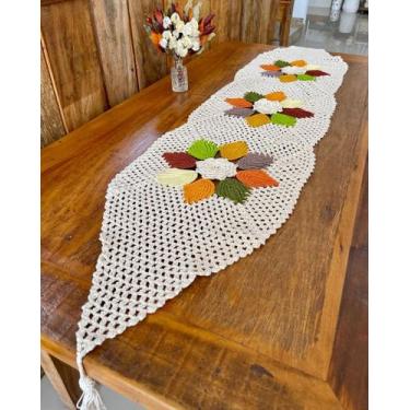 Imagem de Caminho De Mesa 1,65mx35cm Folhas De Uva Crochê Artesanal - Maria Croc
