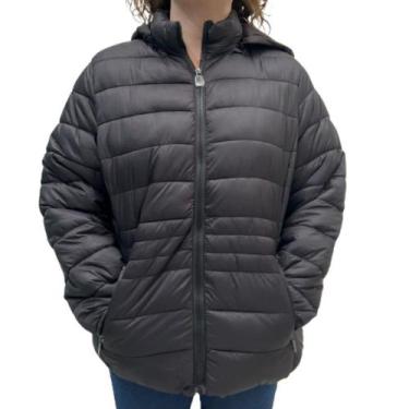 Imagem de Jaqueta feminina plus size city lady puffer nylon 628026, Preto, G1