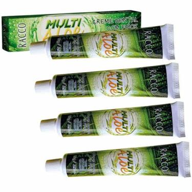 Imagem de Kit c/ 4 Creme Dental com Flúor Multi Aloe Vera Racco 90g