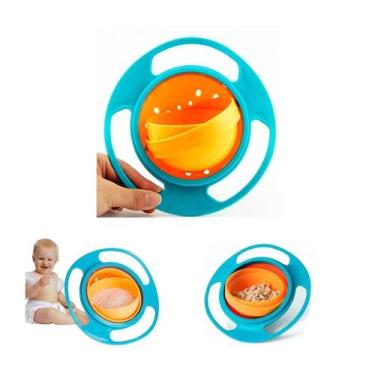 Imagem de Prato Infantil Bebê Giro Bowl Giratório 360º Azul Menino - Buba Import
