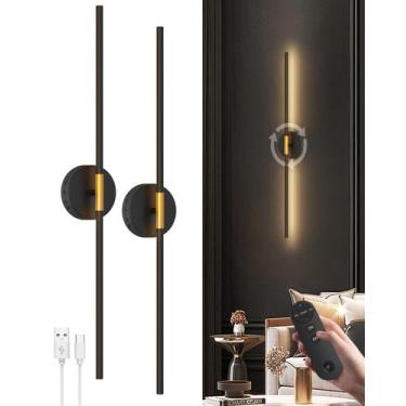 Imagem de Arandelas de parede GOODEA giratórias 360 com controle remoto x2
