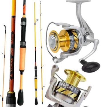 Imagem de Kit Pesca Molinete Ragnar Makis Vara Topaz Color 1,68mt Laranja - Alba