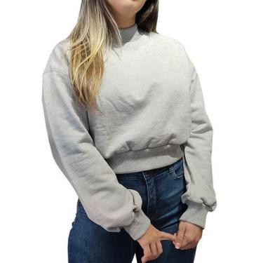 Imagem de Blusao Hering Feminino Moletom Algodão Cropped Cinza 060QM2HEN, Cinza,
