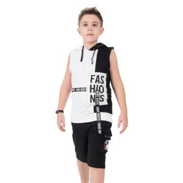 Imagem de Camiseta Regata Juvenil Menino Kiki Capuz - Kiki & Mily, Branco com pr