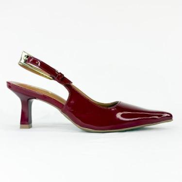 Imagem de Scarpin feminino em verniz vermelho com fivela 1825 - ADORA, Vermelho,
