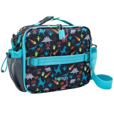 Imagem de Lancheira infantil Bentgo durável, isolamento duplo, crianças a partir de 3 anos, comporta pote, garrafa de água e lanches, resistente à água e fácil de limpar, bolsos com zíper (dinossauro)