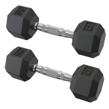 Imagem de Par Dumbbell D1FITNESS 4kg Sextavado Emborrachado