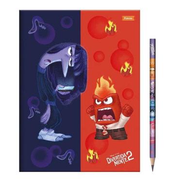 Imagem de Kit Caderno Brochurão e Lápis de Escrever Foroni Divertidamente Tédio e Raiva 80 Folhas