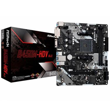 Imagem de Placa Mãe Asrock B450M-HDV Soquete AMD AM4 DDR4 Chipset AMD B450 Micro ATX