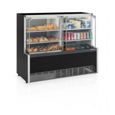 Imagem de Balcão Quente/Frio Gelopar Vidro Reto 2 Placas Frias 1,40m Preto - GQR