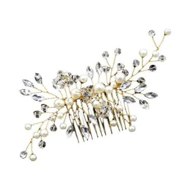 Imagem de Tiara De Pérolas E Cristais Feita À Mão Para Mulheres, Ornamento De Ca