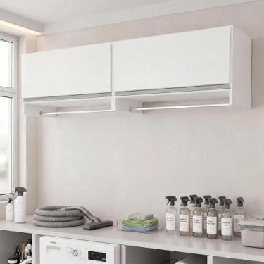 Imagem de Kit 02 Armários Multiuso Aéreo Cabideiro Grécia L03 Branco - Lyam Deco