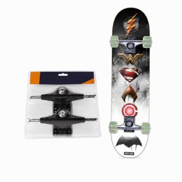 Imagem de Kit Skateboard Liga da Justiça Vilões + 2 Trucks em Alumínio - Bel Spo