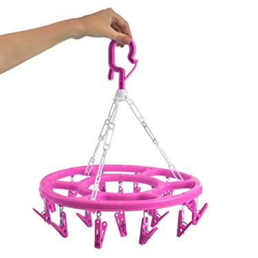 Imagem de Varal Multiuso com Ganch e 18 Prendedores de Plástico 34x2cm (Pink)